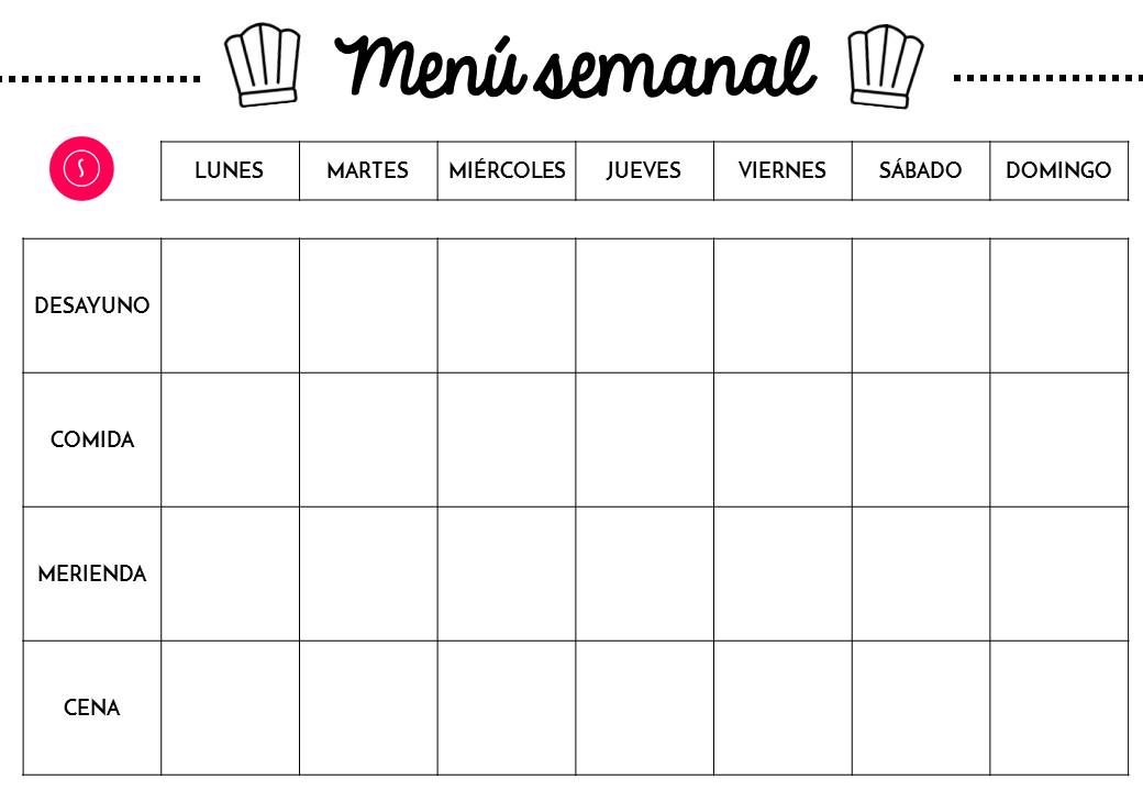 5 plantillas de menús semanales en Word y PDF: GRATIS